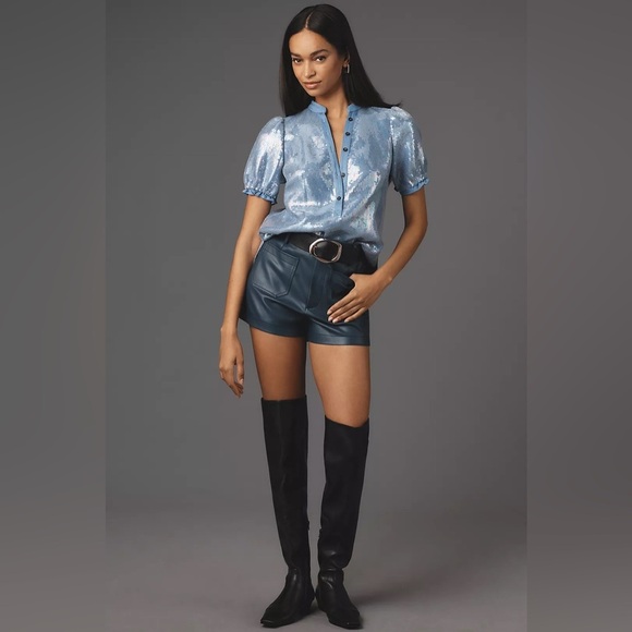 NWT! The Aly Puff-Sleeve Blouse by Pilcro: Sequin Edition - Size Small 🟣 - Picture 3 of 7